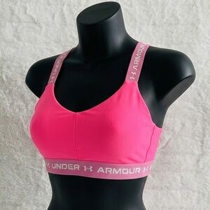 Under Armour Bright Pink Heat Gear Crossback Low Impact Sports Bra